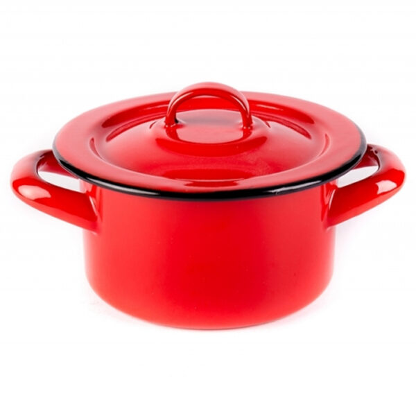 Bonyhádi Hagyományos (piros) zománcozott fazék és fedő 1,5l 14cm BHD-118