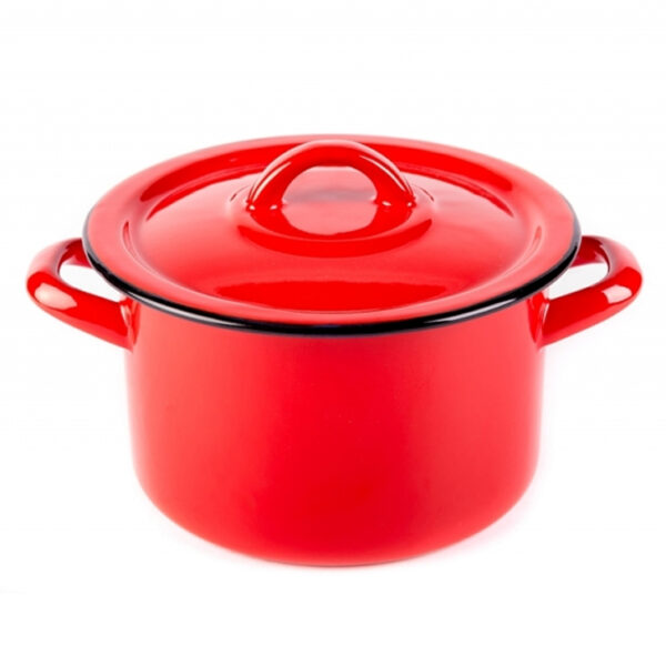 Bonyhádi Hagyományos (piros) zománcozott fazék és fedő 3l 18cm BHD-103