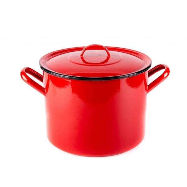 Bonyhádi Hagyományos (piros) zománcozott fazék és fedő nagykonyhai 30l 36cm BHD-111