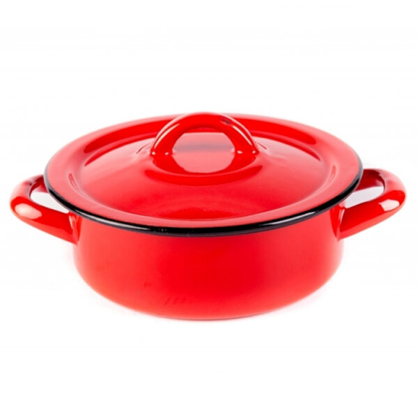 Bonyhádi Hagyományos (piros) zománcozott lábas és fedő 0,5l 12cm BHD-109