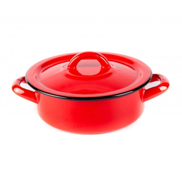Bonyhádi Hagyományos (piros) zománcozott lábas és fedő 1,5l 18cm BHD-116