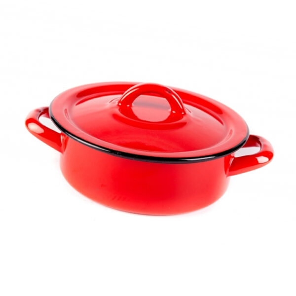 Bonyhádi Hagyományos (piros) zománcozott lábas és fedő 1l 16cm BHD-115