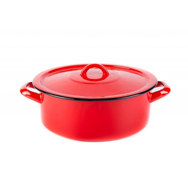 Bonyhádi Hagyományos (piros) zománcozott lábas és fedő 2,75l 22cm BHD-110