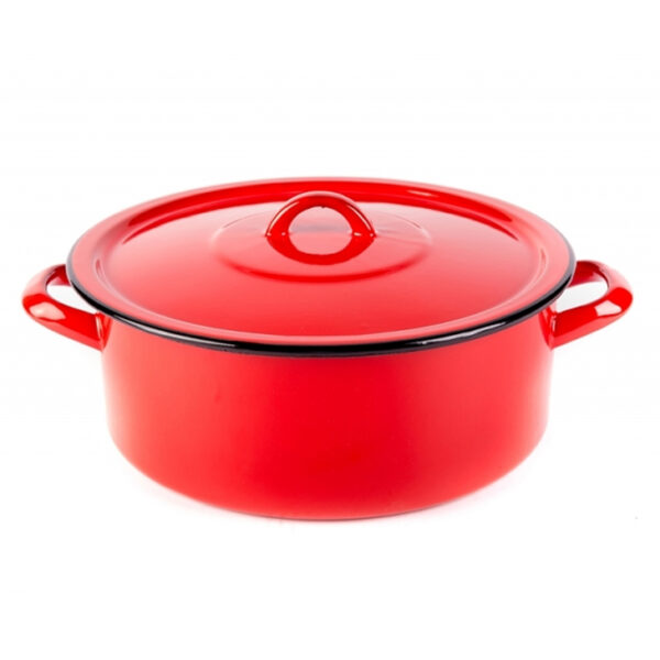 Bonyhádi Hagyományos (piros) zománcozott lábas és fedő 9,5l 26cm BHD-104
