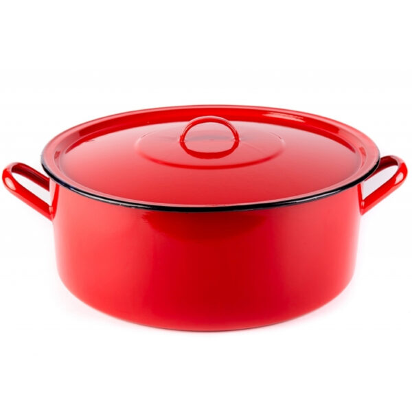 Bonyhádi Hagyományos (piros) zománcozott lábas és fedő nagykonyhai 10l 32cm BHD-101