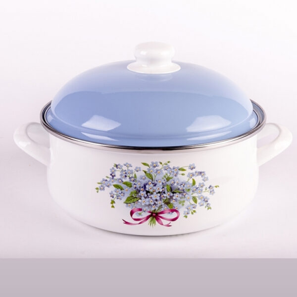 Bonyhádi Nefelejcs zománcozott lábas és fedő 1,75l 18cm BHD-308
