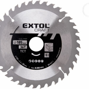 EXTOL CRAFT Körfűrészlap Körfűrész tárcsa fűrésztárcsa Vídiás 185×30mm T36 2,7mm 8.200 ford/p