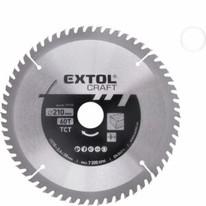 EXTOL CRAFT Körfűrészlap Körfűrész tárcsa fűrésztárcsa Vídiás 210×30mm T60 2,7mm 7.200 ford/p