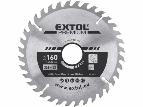 EXTOL PREMIUM Körfűrészlap Körfűrész tárcsa fűrésztárcsa Vídiás 160×30mm T36 2,8mm