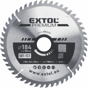EXTOL PREMIUM Körfűrészlap Körfűrész tárcsa fűrésztárcsa Vídiás 184×30mm T50 3,2mm Max. 7000 ford/p