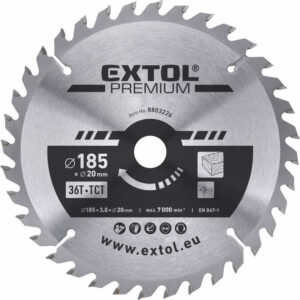 EXTOL PREMIUM Körfűrészlap Körfűrész tárcsa fűrésztárcsa Vídiás 185×20mm T36 3,2mm