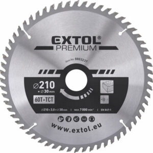 EXTOL PREMIUM Körfűrészlap Körfűrész tárcsa fűrésztárcsa Vídiás 210×30mm T60 3,2mm