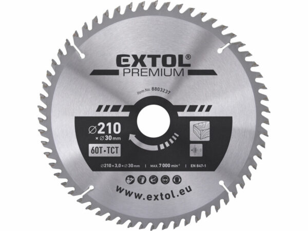 EXTOL PREMIUM Körfűrészlap Körfűrész tárcsa fűrésztárcsa Vídiás 210×30mm T60 3,2mm
