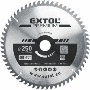 EXTOL PREMIUM Körfűrészlap Körfűrész tárcsa fűrésztárcsa Vídiás 250×30mm T60 3,2mm
