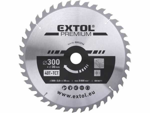EXTOL PREMIUM Körfűrészlap Körfűrész tárcsa fűrésztárcsa Vídiás 300×30mm T40 3,2mm