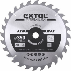 EXTOL PREMIUM Körfűrészlap Körfűrész tárcsa fűrésztárcsa Vídiás 350×30mm T40 3,5mm