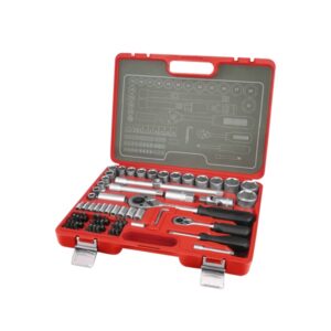 E-PREMIUM Dugókulcs készlet 4-32 mm 14 & 12 krova szett dugó kulcs 75 db-os racsnis 45 fogas Crv