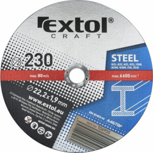 EXTOL CRAFT Vágókorong Vágótárcsa Acélhoz 230×1,9×22,2mm Max. 6.600 fordp