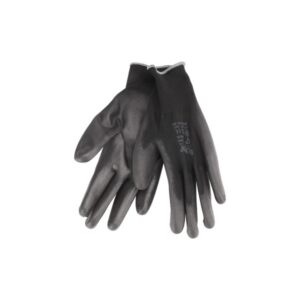 Kötött Kesztyű Fekete Poliészter, Méret: 11` Poliuretánba Mártott Teny. És Ujjhegy., Gumírozott