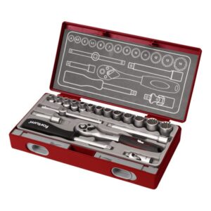 FORTUM Multi Lock Univerzális Dugókulcs készlet 1/4" 19db 61Crv5, Mattkróm Fortum