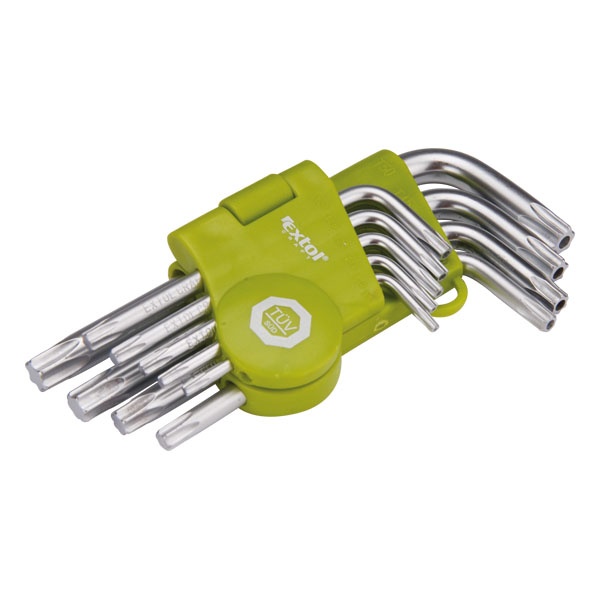 Torx Kulcs készlet Rövid, Cr40, Tüv/Gs 9db T10-T50, , Egyik Vége Lyukas