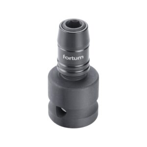 FORTUM Adapter, Impakt 1/4" Bit-Ek Gépi Befához, 1/2" Gépi Bef, Gyorskioldóval, Crmov, Hossz: 49mm