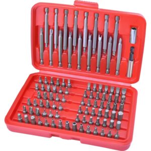 Bit készlet behajtó bitfej 98 db Cr.V., Lapos:3-7mm Ph0-3, Pz0-3, Hex 1,5-6mm T És Tta 8-40