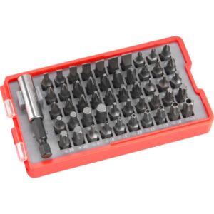 Bit készlet behajtó bitfej 51 db Cr.V., Lapos:3-7mm Ph0-3, Pz0-3, Hex 1,5-6mm T És Tta 8-40