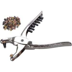 Bőrlyukasztó készlet Fogó 225mm + 6 db Lyukasztó Fej: 2,5-5mm + 2 db Szegecselő Fej + 100 db Szeg