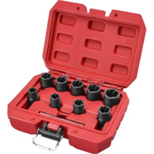 EXTOL PREMIUM Csavarkiszedő készlet Twist 3/8" Bef, 9db Fej: 10, 11, 12, 13, 14, 15, 16, 17, 19mm