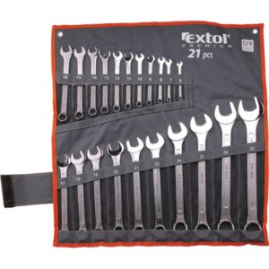 EXTOL PREMIUM Csillag-Villás Kulcs készlet villáskulcs készlet Crv., Vászon Tartóban 21db 6-32mm