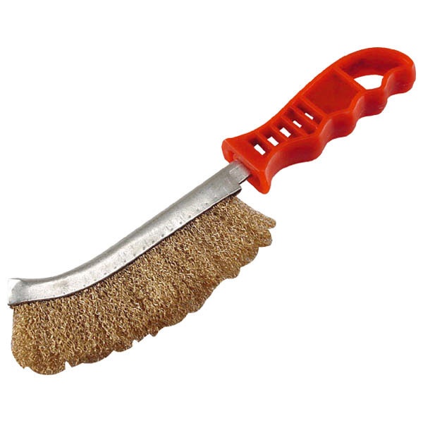 Drótkefe Hajlított, Műanyag Nyél Rezezett, 24cm, 30mm Szálhossz