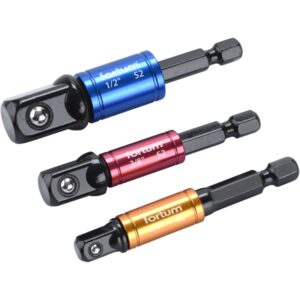 FORTUM Dugókulcs Adapter Készlet 3db-os1/4" - 3/8" - 1/2" Dugófejekhez, Fúrógépbe 1/4" Hatszög, S2 Acél