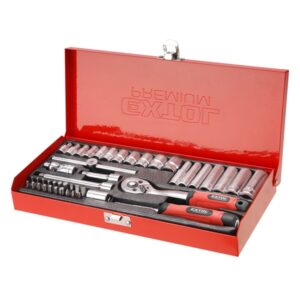 EXTOL PREMIUM Dugókulcs készlet Cv krova szett dugó kulcs, Racsnis 45Fog 1/4" 45db 4-14mm