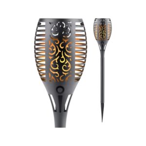 Éjszakai, Kerti LED lámpa " Lángoló Fáklya "Napelem+Szenzor, Ni-Mh Akku, 200Mh Leszúrható, 79cm, 12 db