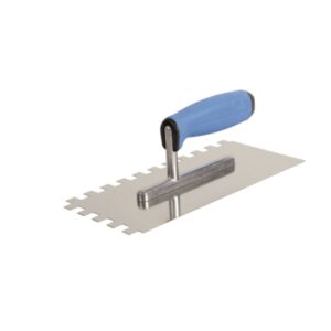 Glettelőkanál 13×27cm Rozsdamentes Csempéző 10×10mm Soft Gumi Nyél