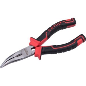 Hajlított Csőrű Rádiós Fogó 160mm Duál Vörös/Fekete, Tpr Nyél, Akasztós Szerszámtartó