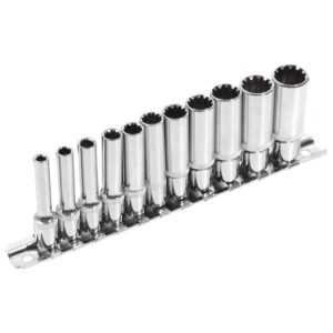 EXTOL PREMIUM Hosszított Multi Lock Dugófej készlet 1/4" 11db 4, 5, 5.5, 6, 7, 8, 9, 10, 11, 12, 13mm