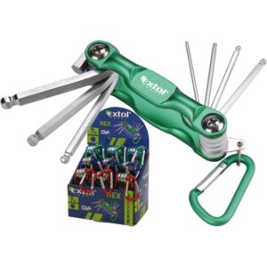 Imbuszkulcs készlet Cr40 GömbfeJ Színes, Tüv/Gs 7db 1,5-6mm Karabínerrel, 9 Darabonként ban