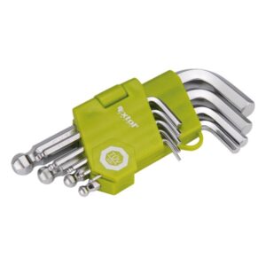 Imbuszkulcs készlet Rövid, Cr40 GömbfeJ Tüv/Gs 9db 1,5-10mm