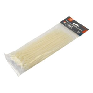 Kábelkötegelő gyorskötöző kábel kötegelő 2,5×150mm 100db Fehér Nylon Uv-, Sav- És Lúgálló
