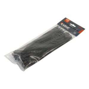 Kábelkötegelő gyorskötöző kábel kötegelő 4,8×400mm 100db Fekete Nylon Uv-, Sav- És Lúgálló