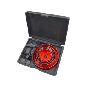 Dobozfúró Körvágó Körkivágó készlet 10 db-Os, (64-70-76-82-89-102-127mm) Műanyag, Fa, Gipszkarton