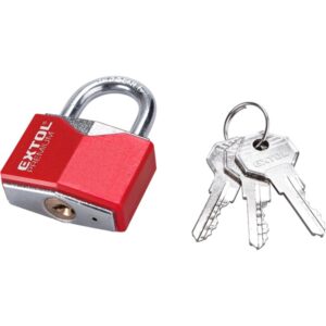 Lakat, Vas, Rombusz Alakú, Műanyag Borítás, 3db Kulcs 40mm Edzett Acél Kengyel, Szárátmérő: 6,3mm