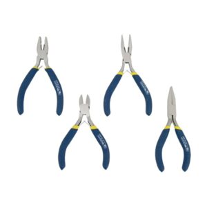 Mini Fogó készlet, 4db-Os, Dupla Műanyag Nyéllel Kombinált, Oldalcsípő, Hosszú Csőrű, Rádiós ,125mm