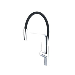 BALLETTO Mosogató Csaptelep, Fix Helyzetű Tartó Hajlékony Szilikon Kifolyó Csővel, 25mm Fekete