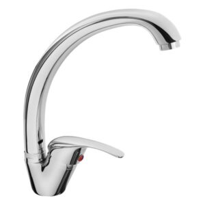 BALLETTO Mosogató Csaptelep 35mm Kerámia Betét, Álló, 40cm Ívelt Csőr, Egykaros, Fényes