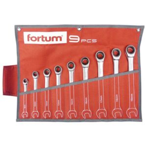 FORTUM Racsnis Csillag-Villás Kulcs készlet villáskulcs készlet 9db 61Crv5/S2, Mattkróm 8-19mm 72Fog