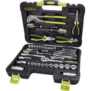 EXTOL CRAFT Szerszámkészlet, 65db 1/4"+3/8" Cv. Dugókulcsok, Racsnis Kar, Fogók, Csavarhúzók stb